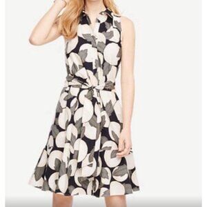 Ann Taylor Sz XS Orange Blossom Belted Shirt Dress Poplin Peplum Ruffle Hem